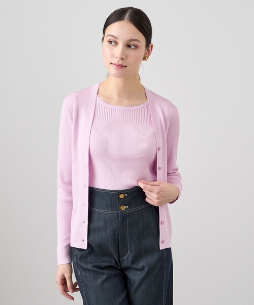 ANAYI（アナイ）の「アセテートポリエステルＶネック カーディガン（カーディガン/ボレロ・レディース・ブラック/ブルー/ホワイト/ピンク/ベージュ/ネイビー・36/38）」の6枚目の写真