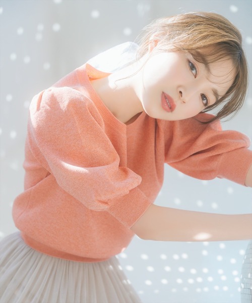 WILLSELECTION（ウィルセレクション）の「【袖丈35cm】シャイニーラメニットプルオーバー（ニット/セーター・レディース・ピンク/ボルドー/イエロー/オレンジ/ラベンダー/サックスブルー/ブラック/オフホワイト・FREE）」の8枚目の写真