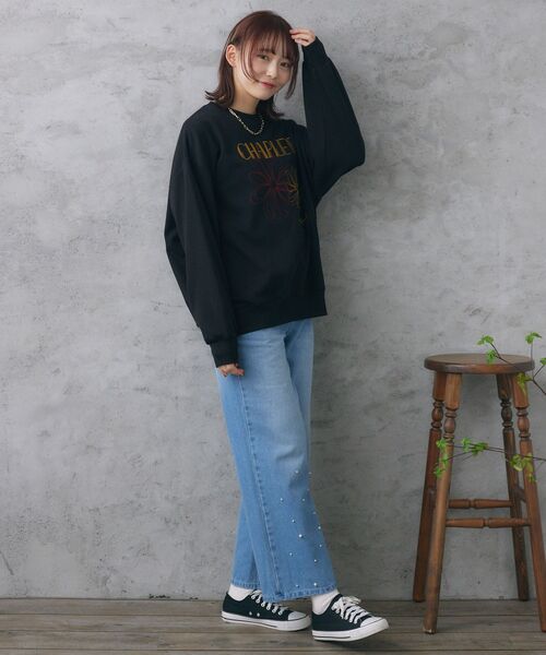 RETRO GIRL（レトロガール）の「花刺繍トレーナー（スウェット・レディース・ブラック/イエロー/ホワイト系その他・FREE）」の5枚目の写真