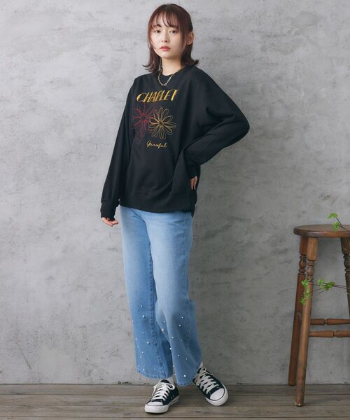 RETRO GIRL（レトロガール）の「花刺繍トレーナー（スウェット・レディース・ブラック/イエロー/ホワイト系その他・FREE）」の6枚目の写真