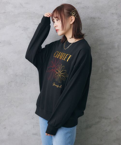 RETRO GIRL（レトロガール）の「花刺繍トレーナー（スウェット・レディース・ブラック/イエロー/ホワイト系その他・FREE）」の10枚目の写真