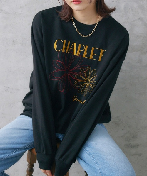 RETRO GIRL（レトロガール）の「花刺繍トレーナー（スウェット・レディース・ブラック/イエロー/ホワイト系その他・FREE）」の3枚目の写真