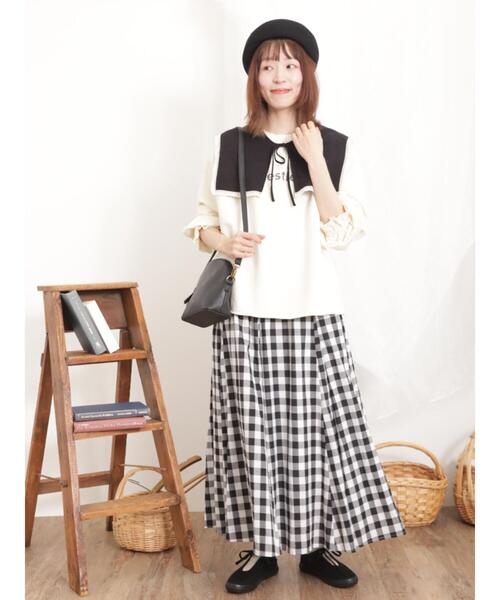 Samansa Mos2（サマンサ モスモス）の「ピグメントロゴプリントスウェット（Tシャツ/カットソー・レディース・ピンク/キナリ/チャコールグレー・F）」の7枚目の写真