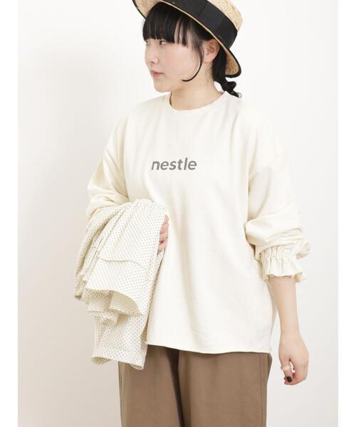 Samansa Mos2（サマンサ モスモス）の「ピグメントロゴプリントスウェット（Tシャツ/カットソー・レディース・ピンク/キナリ/チャコールグレー・F）」の4枚目の写真