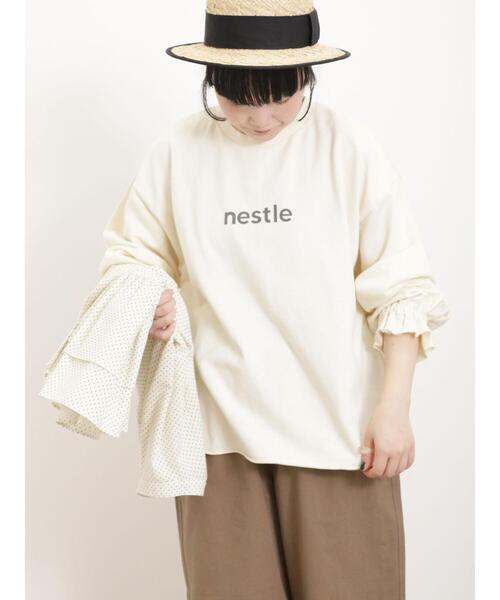 Samansa Mos2（サマンサ モスモス）の「ピグメントロゴプリントスウェット（Tシャツ/カットソー・レディース・ピンク/キナリ/チャコールグレー・F）」の5枚目の写真