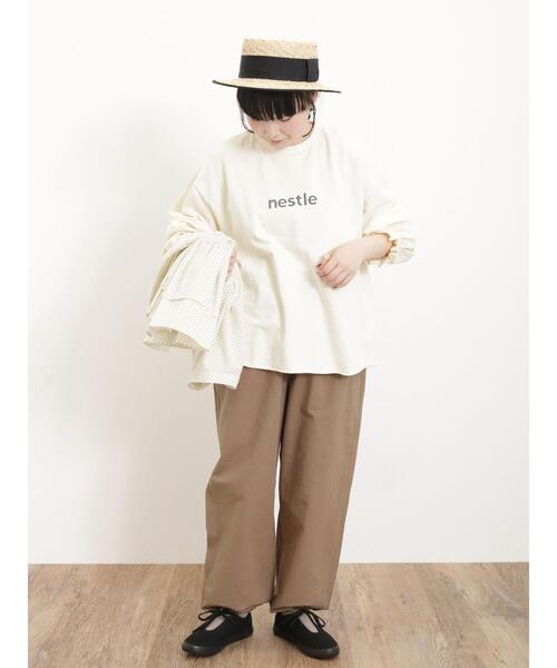 Samansa Mos2（サマンサ モスモス）の「ピグメントロゴプリントスウェット（Tシャツ/カットソー・レディース・ピンク/キナリ/チャコールグレー・F）」の16枚目の写真