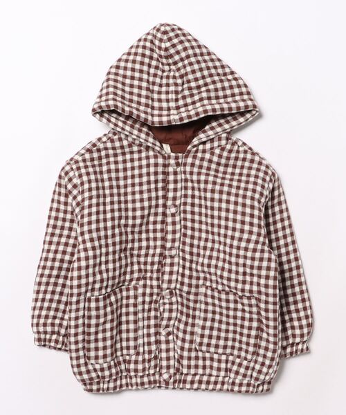 【セール】【Bs】【it】【Quincy Mae】HOODED WOVEN JACKET || PLUM GINGHAM（その他ベビー用品）｜Quincy Mae（クインシーメイ）