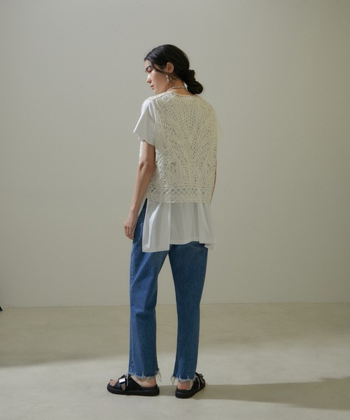 SALON adam et rope'(サロン アダム エ ロペ)の「【雑誌掲載】スムースフロープルオーバー/ビッグTシャツ【接触冷感・UVケア】(Tシャツ/カットソー・レディース・ブラック/ベージュ/ホワイト・FREE)」の9枚目の写真