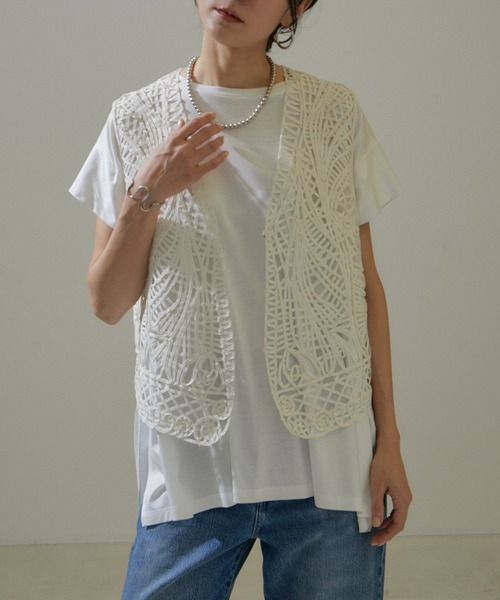 SALON adam et rope'(サロン アダム エ ロペ)の「【雑誌掲載】スムースフロープルオーバー/ビッグTシャツ【接触冷感・UVケア】(Tシャツ/カットソー・レディース・ブラック/ベージュ/ホワイト・FREE)」の10枚目の写真