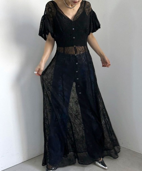 Ameri（アメリ）の「SCALLOP LACE EMPIRE DRESS（ドレス）」 - WEAR