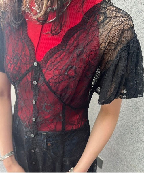 【限定値下げ中✨】AMERI SCALLOP LACE EMPIRE DRESS Ameri VINTAGE - SCALLOP LACE EMPIRE DRESSの通販 by