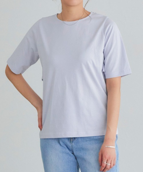 Pierrot(ピエロ)の「バックフレアデザインTシャツ(Tシャツ/カットソー・レディース・ブルー系その他/ネイビー/ブラック/サンドベージュ/ブルー/オフホワイト・L/M)」の16枚目の写真