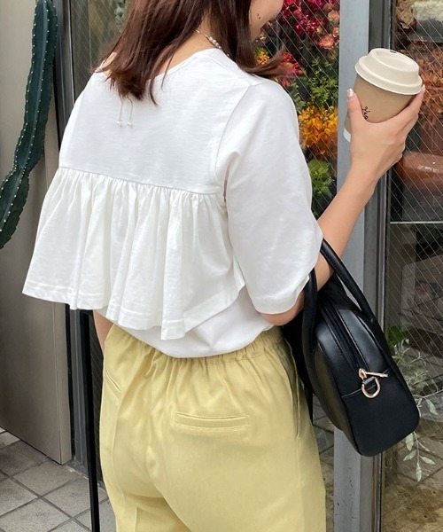 Pierrot(ピエロ)の「バックフレアデザインTシャツ(Tシャツ/カットソー・レディース・ブルー系その他/ネイビー/ブラック/サンドベージュ/ブルー/オフホワイト・L/M)」の19枚目の写真