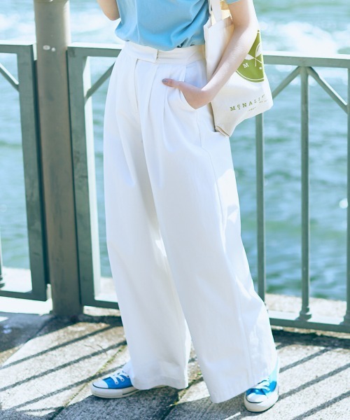 SUKALA ワイドパンツLサイズ slattgir パンツ 高身長 タックワイドパンツ 丈長め・トール