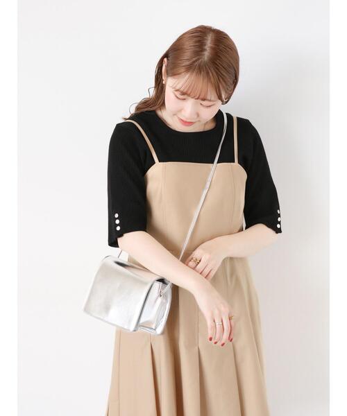 ehka sopo（エヘカソポ）の「◎5分袖スクエアネックリブニット（ニット/セーター・レディース・ブラック/ブルー/キナリ・F）」の20枚目の写真