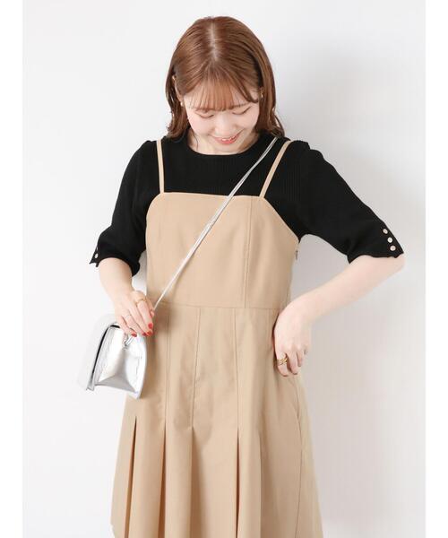 ehka sopo（エヘカソポ）の「◎5分袖スクエアネックリブニット（ニット/セーター・レディース・ブラック/ブルー/キナリ・F）」の10枚目の写真