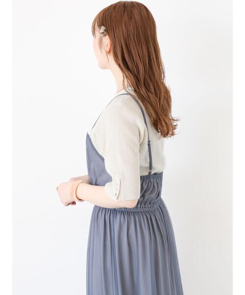 ehka sopo（エヘカソポ）の「◎5分袖スクエアネックリブニット（ニット/セーター・レディース・ブラック/ブルー/キナリ・F）」の14枚目の写真