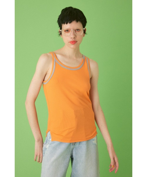 HeRIN.CYE（ヘリンドットサイ）の「Round neck tanktop  ラウンドネックタンクトップ（タンクトップ・レディース・ブラック/ベージュ/オレンジ・FREE）」の3枚目の写真