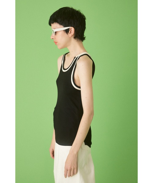 HeRIN.CYE（ヘリンドットサイ）の「Round neck tanktop  ラウンドネックタンクトップ（タンクトップ・レディース・ブラック/ベージュ/オレンジ・FREE）」の8枚目の写真