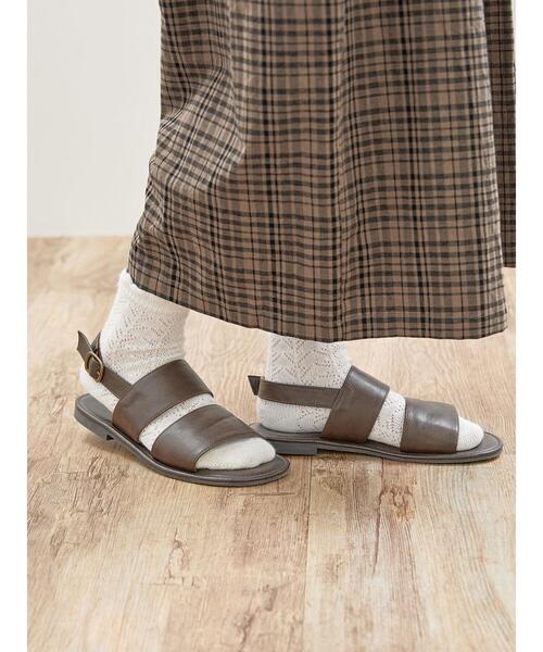 Samansa Mos2（サマンサ モスモス）の「【S/XLサイズ WEB限定】ダブルベルトサンダル（サンダル・レディース・ブラック/ブラウン・S/M/L/XL）」の2枚目の写真
