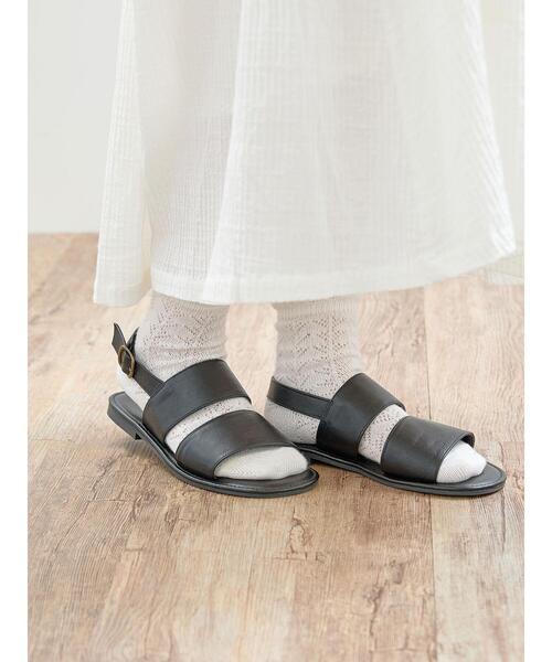 Samansa Mos2（サマンサ モスモス）の「【S/XLサイズ WEB限定】ダブルベルトサンダル（サンダル・レディース・ブラック/ブラウン・S/M/L/XL）」の3枚目の写真