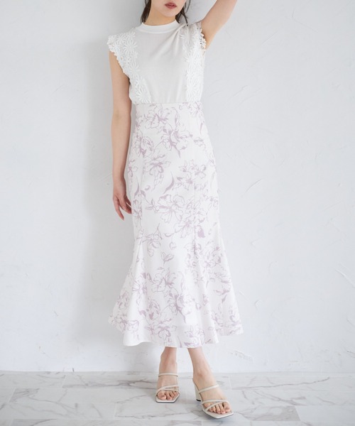 tocco closet(トッコ クローゼット)の「ショルダーフラワーレースニットプルオーバー(ニット/セーター・レディース・ブラック/オフホワイト/グリーン/ピンクベージュ・M)」の7枚目の写真