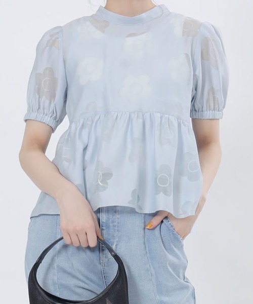 マリークワント　MARY QUANT×AZUL ギャザーシアーシャツ　アイボリー MARY QUANT×AZUL（マリークワント）白ギャザーシアーシャツ 今季