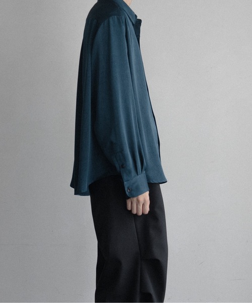 casper john バリアスルーズシャツ　ドレープベロア　ブルー　M CASPER JOHN（キャスパージョン）の「Various loose shirts