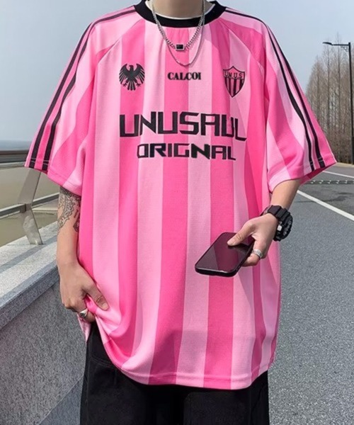 NOWLE（ノウル）の「【NOWLE】サッカーユニフォームデザイン フットボール Tシャツ ゲームシャツ（Tシャツ/カットソー・メンズ・ブラック/ブラック×レッド/グレー/ピンク/レッド/ネイビー・MEDIUM/LARGE/X-LARGE）」の17枚目の写真