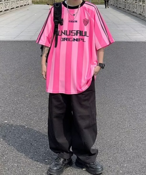 NOWLE（ノウル）の「【NOWLE】サッカーユニフォームデザイン フットボール Tシャツ ゲームシャツ（Tシャツ/カットソー・メンズ・ブラック/ブラック×レッド/グレー/ピンク/レッド/ネイビー・MEDIUM/LARGE/X-LARGE）」の18枚目の写真