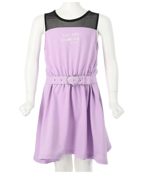 パープル✨ノースリーブワンピース❤️サッシュベルト付き パープル✨ノースリーブワンピース❤️サッシュベルト付き