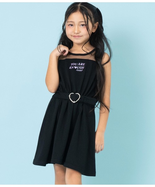 ANAP kids（アナップキッズ）の「シースルーノースリーブハートベルトワンピース（ワンピース・キッズ・ブラック/サックスブルー/ラベンダー・130cm/120cm/110cm）」の2枚目の写真