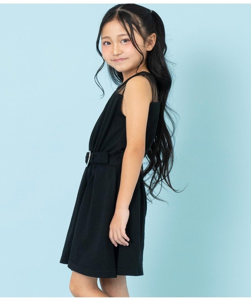 ANAP kids（アナップキッズ）の「シースルーノースリーブハートベルトワンピース（ワンピース・キッズ・ブラック/サックスブルー/ラベンダー・130cm/120cm/110cm）」の5枚目の写真