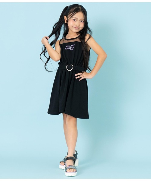ANAP kids（アナップキッズ）の「シースルーノースリーブハートベルトワンピース（ワンピース・キッズ・ブラック/サックスブルー/ラベンダー・130cm/120cm/110cm）」の8枚目の写真