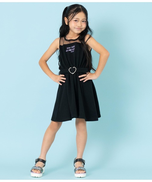 ANAP kids（アナップキッズ）の「シースルーノースリーブハートベルトワンピース（ワンピース・キッズ・ブラック/サックスブルー/ラベンダー・130cm/120cm/110cm）」の7枚目の写真