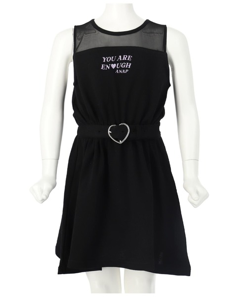 ANAP kids（アナップキッズ）の「シースルーノースリーブハートベルトワンピース（ワンピース・キッズ・ブラック/サックスブルー/ラベンダー・130cm/120cm/110cm）」の10枚目の写真
