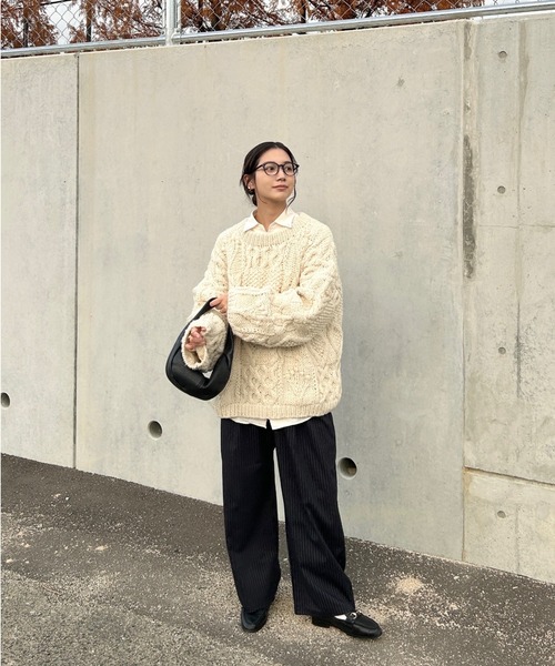 1chaku.（イッチャク）の「ストライプワイドスラックス（スラックス・レディース・グレー系その他2/グレー系その他/チャコールグレー/グレー/ネイビー×ホワイト/ブラック×ホワイト/ブラック/ネイビー・マルチサイズ）」の19枚目の写真