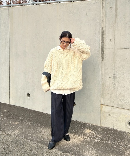 1chaku.（イッチャク）の「ストライプワイドスラックス（スラックス・レディース・グレー系その他2/グレー系その他/チャコールグレー/グレー/ネイビー×ホワイト/ブラック×ホワイト/ブラック/ネイビー・マルチサイズ）」の20枚目の写真