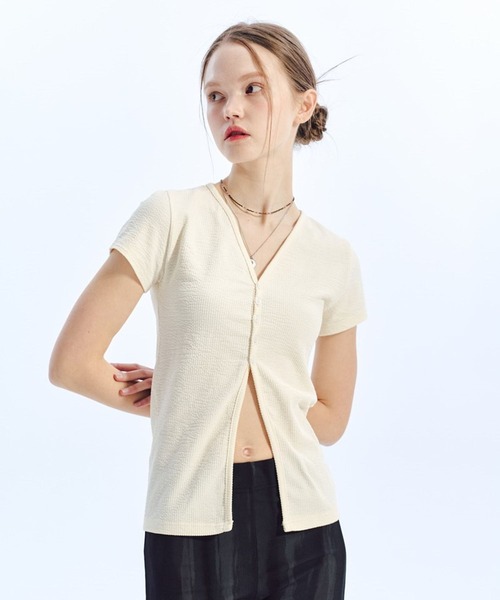 LOWBI（ロウビ）の「LOWBI／Ｖネックカーディガン（カーディガン/ボレロ・レディース・ブラック/クリーム・FREE）」の15枚目の写真