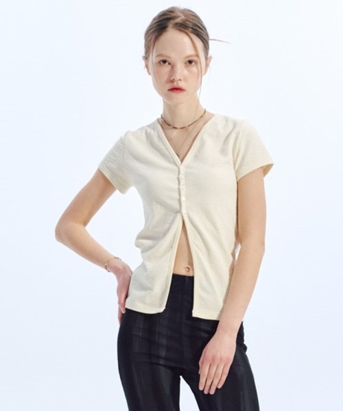 LOWBI（ロウビ）の「LOWBI／Ｖネックカーディガン（カーディガン/ボレロ・レディース・ブラック/クリーム・FREE）」の16枚目の写真