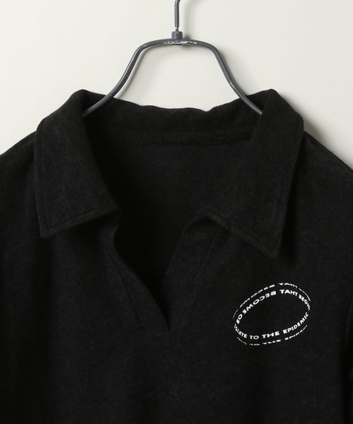 JEANASIS（ジーナシス）の「【ZOZO限定】パイルスキッパーポロSS/139170（ポロシャツ・レディース・ブラック/ピンク・FREE）」の3枚目の写真