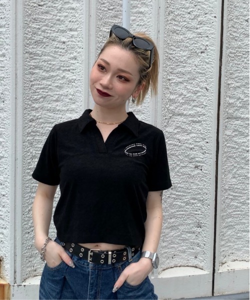 JEANASIS（ジーナシス）の「【ZOZO限定】パイルスキッパーポロSS/139170（ポロシャツ・レディース・ブラック/ピンク・FREE）」の15枚目の写真