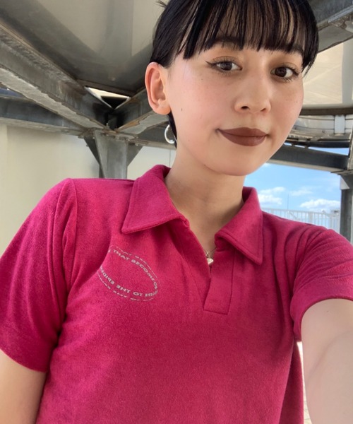 JEANASIS（ジーナシス）の「【ZOZO限定】パイルスキッパーポロSS/139170（ポロシャツ・レディース・ブラック/ピンク・FREE）」の10枚目の写真