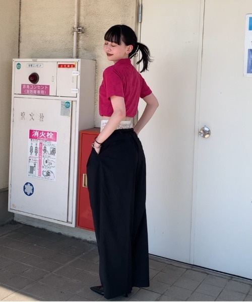 JEANASIS（ジーナシス）の「【ZOZO限定】パイルスキッパーポロSS/139170（ポロシャツ・レディース・ブラック/ピンク・FREE）」の9枚目の写真