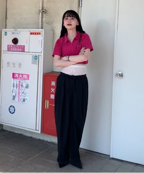 JEANASIS（ジーナシス）の「【ZOZO限定】パイルスキッパーポロSS/139170（ポロシャツ・レディース・ブラック/ピンク・FREE）」の20枚目の写真