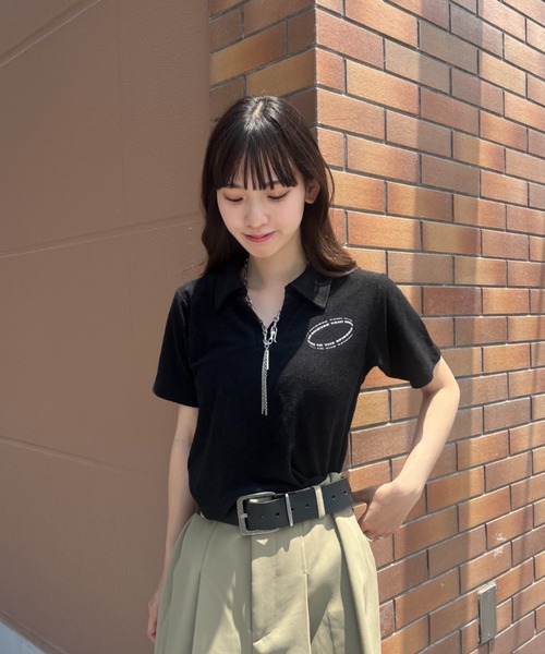 JEANASIS（ジーナシス）の「【ZOZO限定】パイルスキッパーポロSS/139170（ポロシャツ・レディース・ブラック/ピンク・FREE）」の19枚目の写真