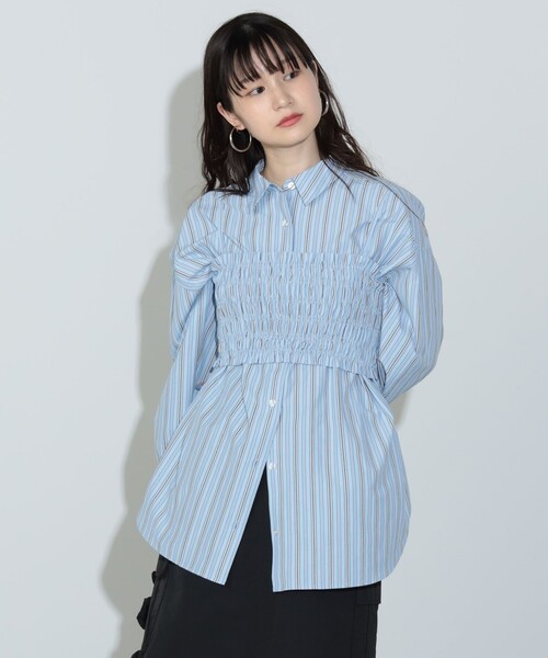 BEAMS HEART（ビームスハート）の「【2点セット】ビスチェ× レギュラーカラー シャツ（セットアイテム）（シャツ/ブラウス・レディース・ブルー/ピンク・FREE）」の7枚目の写真