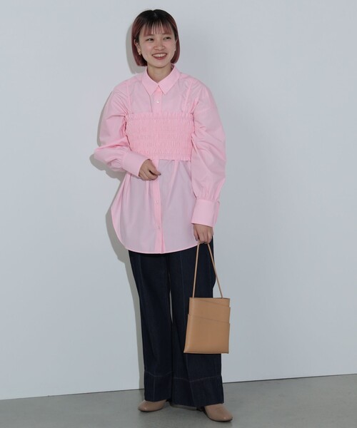 BEAMS HEART（ビームスハート）の「【2点セット】ビスチェ× レギュラーカラー シャツ（セットアイテム）（シャツ/ブラウス・レディース・ブルー/ピンク・FREE）」の9枚目の写真