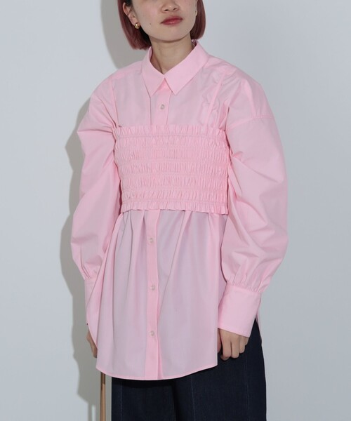 BEAMS HEART（ビームスハート）の「【2点セット】ビスチェ× レギュラーカラー シャツ（セットアイテム）（シャツ/ブラウス・レディース・ブルー/ピンク・FREE）」の11枚目の写真