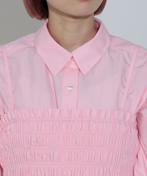 BEAMS HEART（ビームスハート）の「【2点セット】ビスチェ× レギュラーカラー シャツ（セットアイテム）（シャツ/ブラウス・レディース・ブルー/ピンク・FREE）」の3枚目の写真